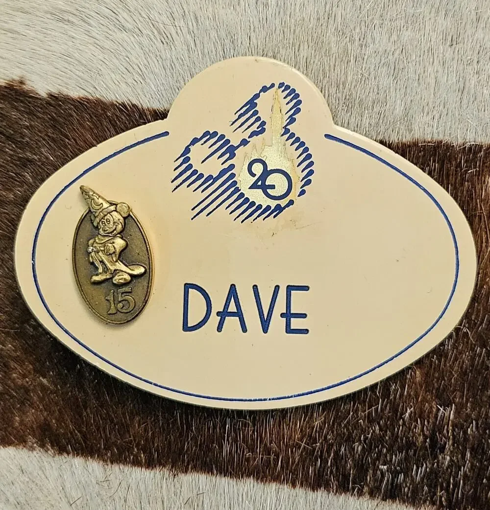 Vintage Walt Disney World 15 Year Cast Member Service Award Pin & Name Tag